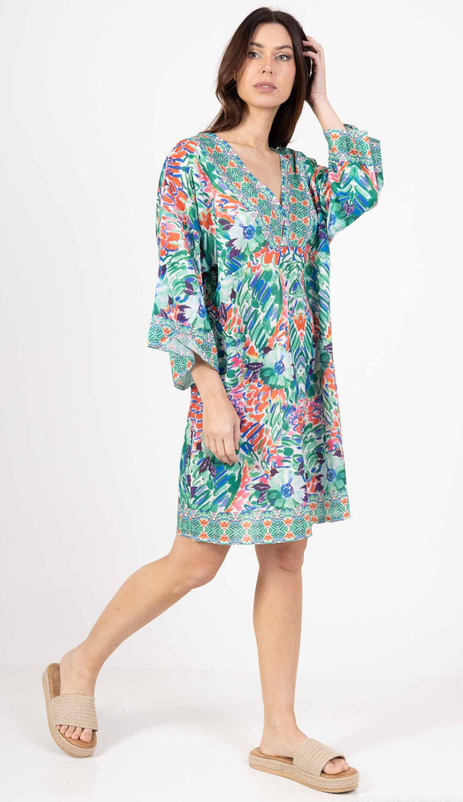 COTTON BLEND BEACH DRESS - 8-14 - GREEN