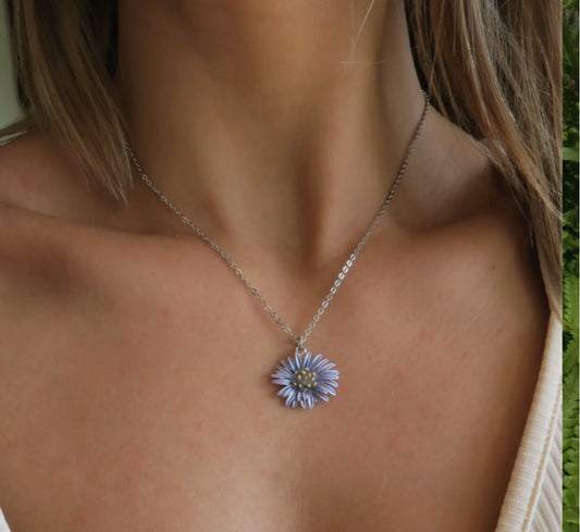 ASTER SILVER PLATED HAND ENAMELLED NECKLACE