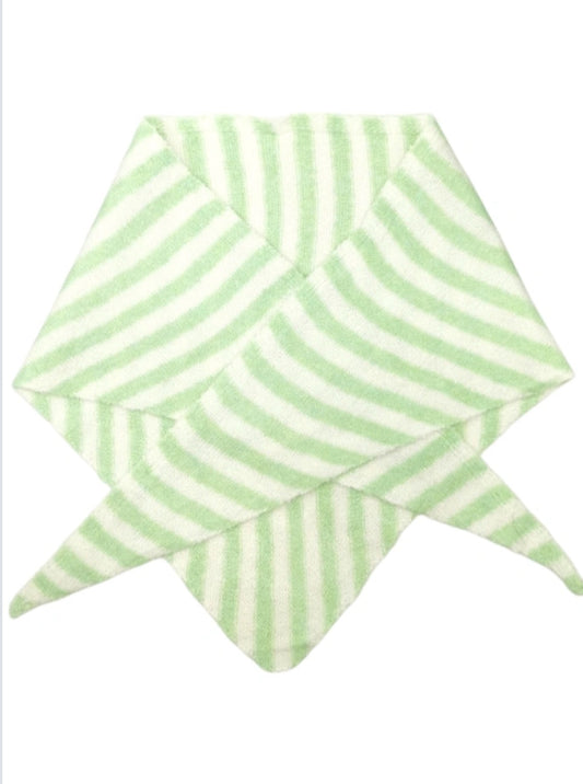 STRIPE KNIT TRIANGLE SCARF - GREEN