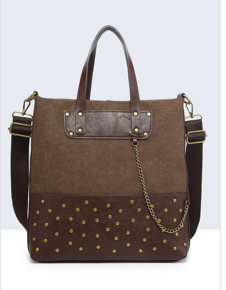 STUDDED BACKPACK - BROWN