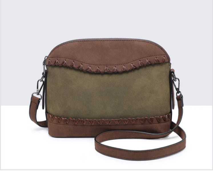 NUBUCK EFFECT CROSSBODY- BROWN & KHAKI