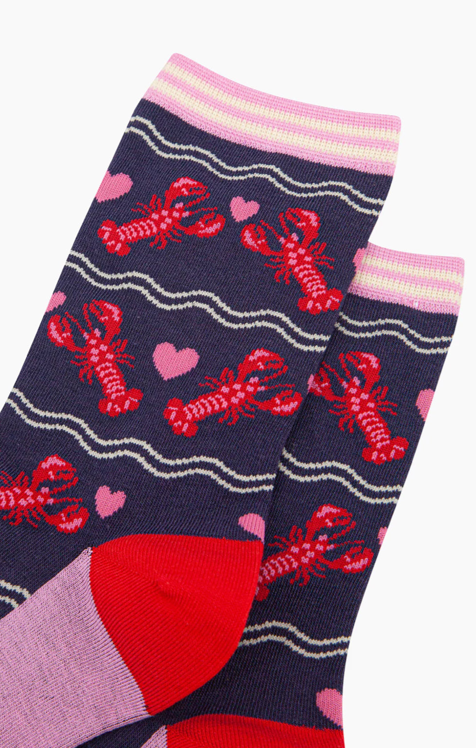 LOBSTER HEART BAMBOO SOCKS - NAVY
