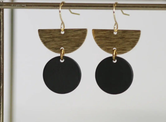 KAIKO - CIRCLE & HALF MOON BRASS EARRINGS
