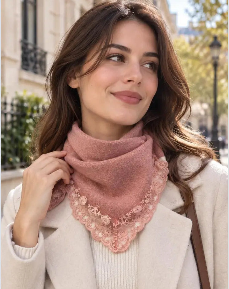 LACE TRIM TRIANGLE SCARF