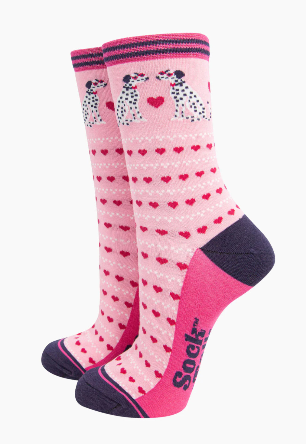DALMATIAN HEART BAMBOO SOCKS - PINK