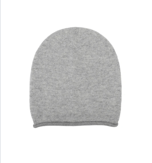 PLAIN KNIT BEANIE - GREY