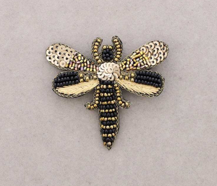 BEADED SEQUIN DRAGONFLY BROOCH
