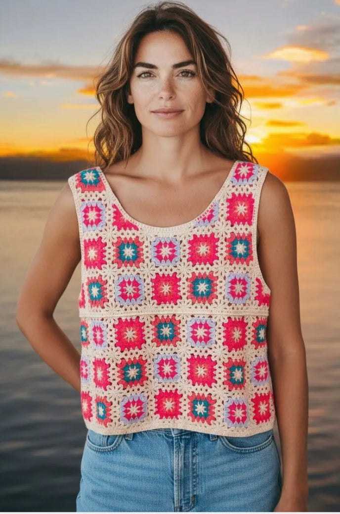 COTTON CROCHET TANK - 8-12