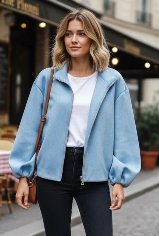 PUFF SLEEVE BOMBER - 10-16 - BLUE