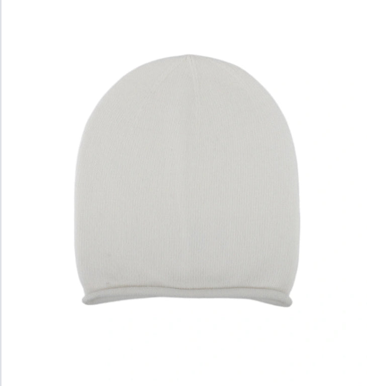 PLAIN KNIT BEANIE - CREAM