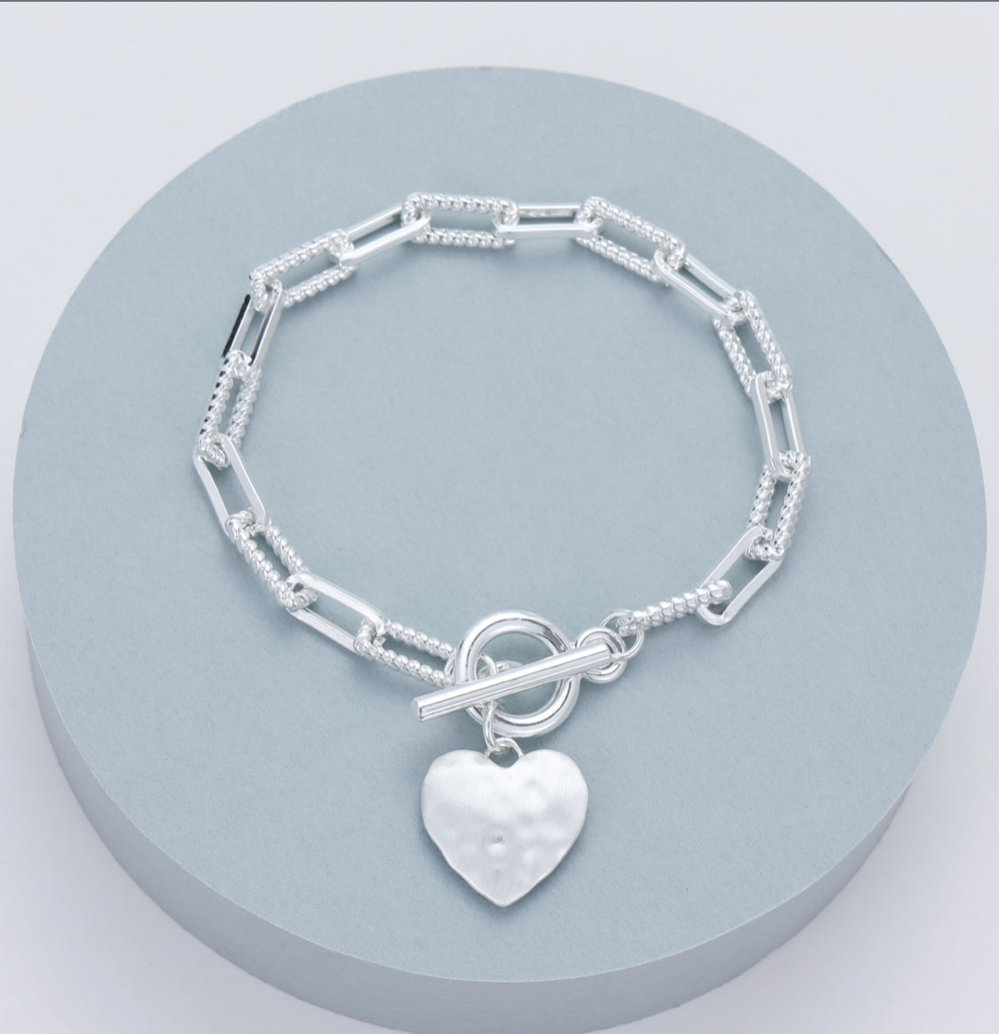 T-BAR HEART BRACELET - SILVER