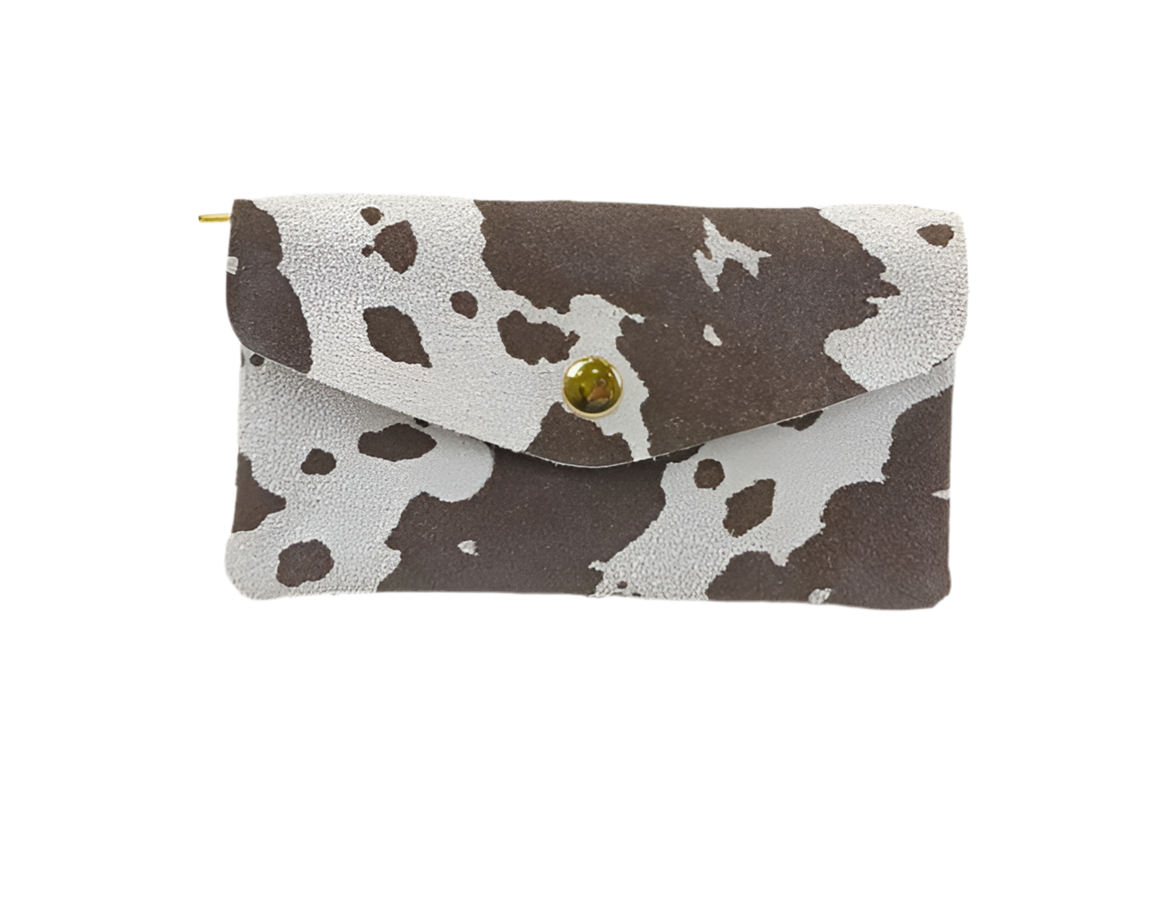 COW PRINT LEATHER WALLET - BROWN