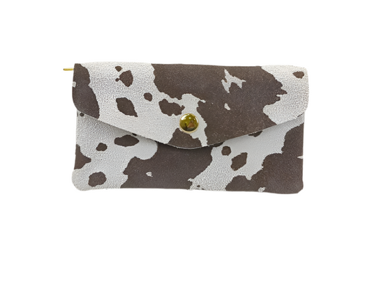 COW PRINT LEATHER WALLET - BROWN