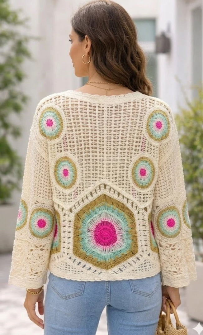COTTON BLEND CROCHET KNIT - 8-14