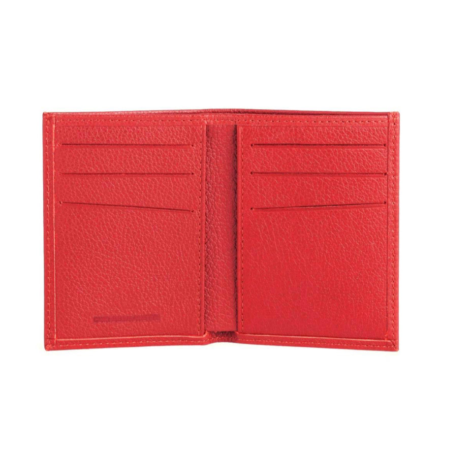 LEATHER CARD HOLDER WALLET - STRAWBERRY