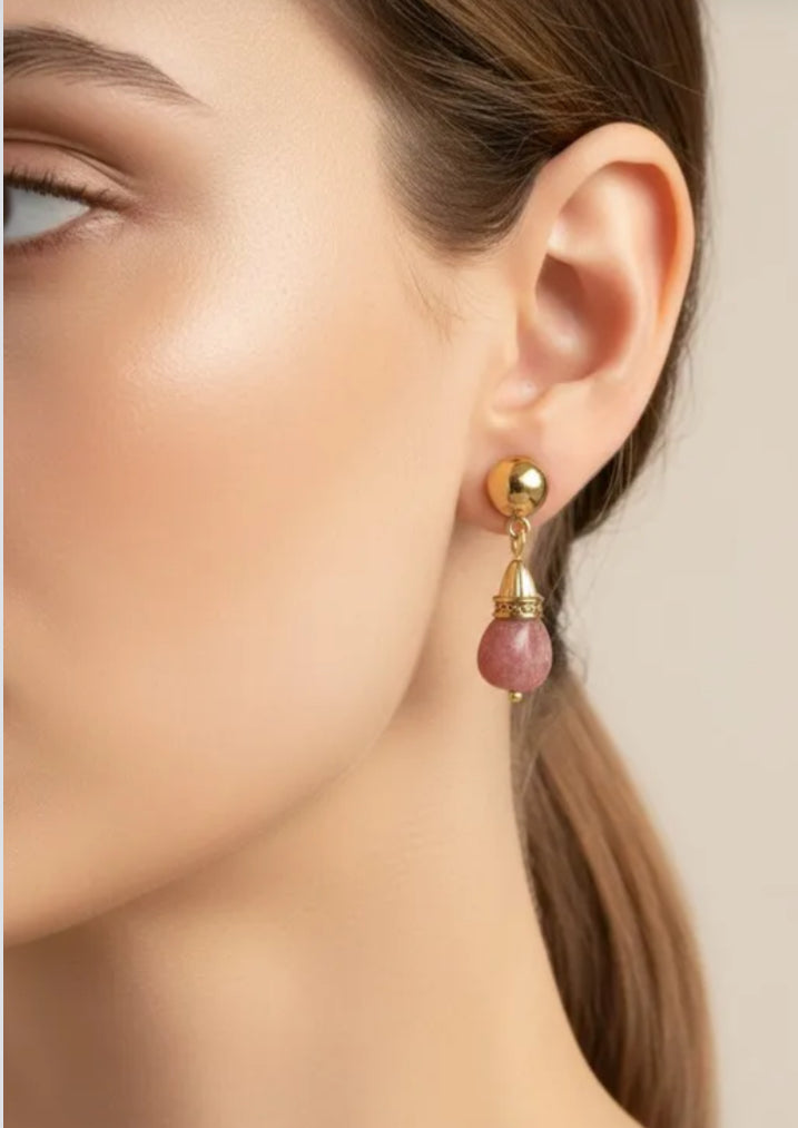 CERAMIC BEAD EARRINGS - PINK