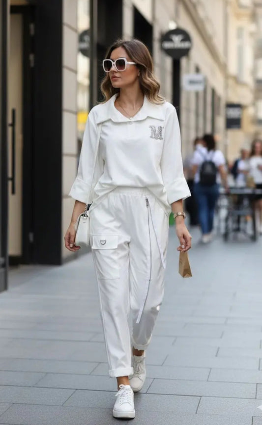 ZIP DETAIL JOGGERS - 10-16 - CREAM