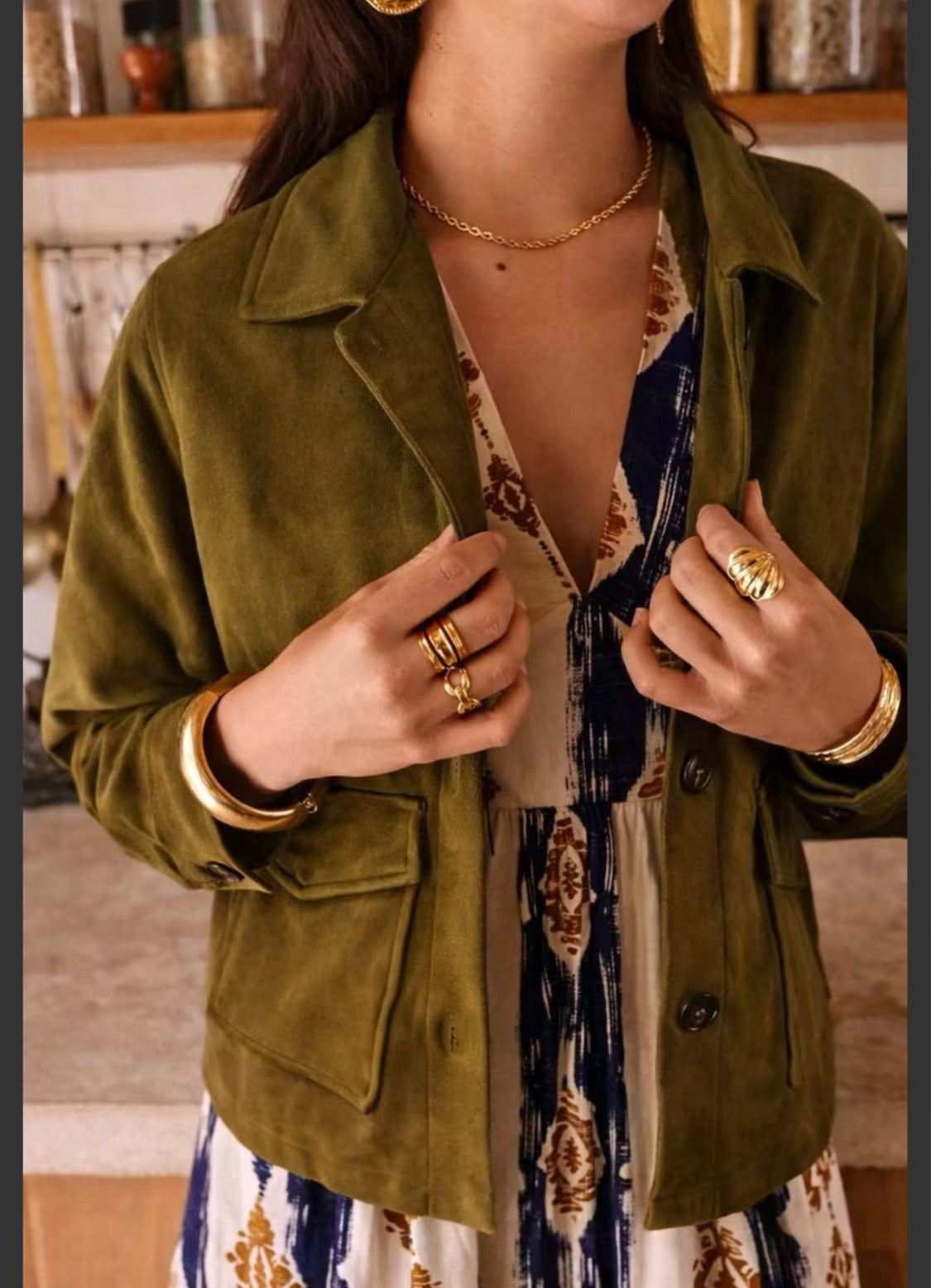 SUEDETTE JACKET - 8-12 - KHAKI