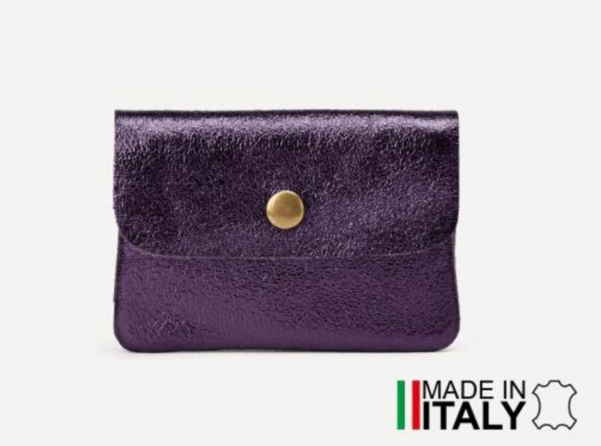 ITALIAN LEATHER CARD WALLET - PURPLE