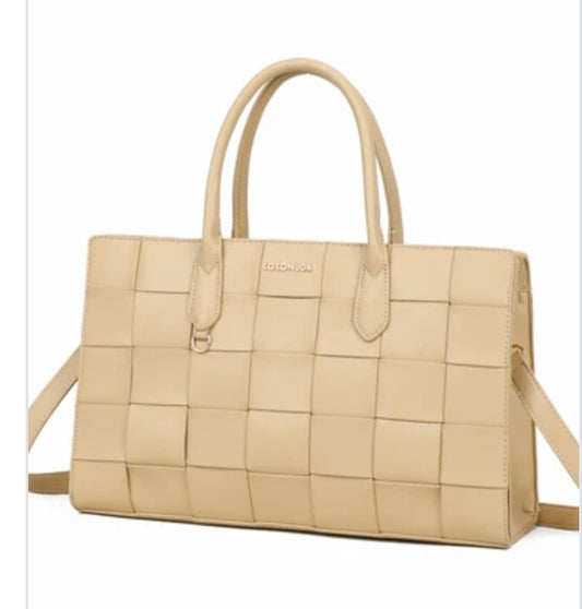 WOVEN TOTE BAG - BEIGE