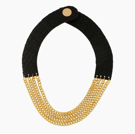 DNSK LEATHER LINK NECKLACE