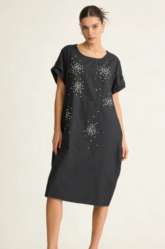 COTTON RHINESTONE DRESS - 10-16