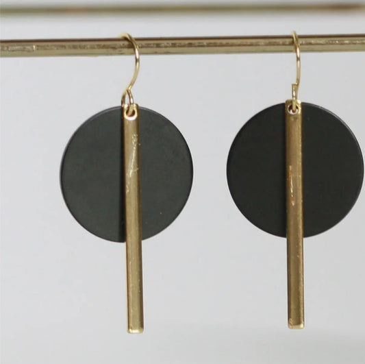 KAIKO - BLACK CIRCLE STATEMENT EARRINGS