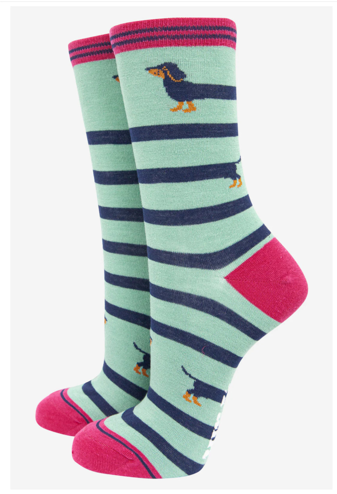 DOG BAMBOO SOCKS - GREEN/NAVY