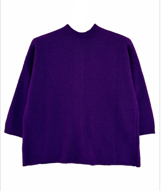 **SALE**CASHMERE BLEND BACK ZIP KNIT - 8-12 - PLUM