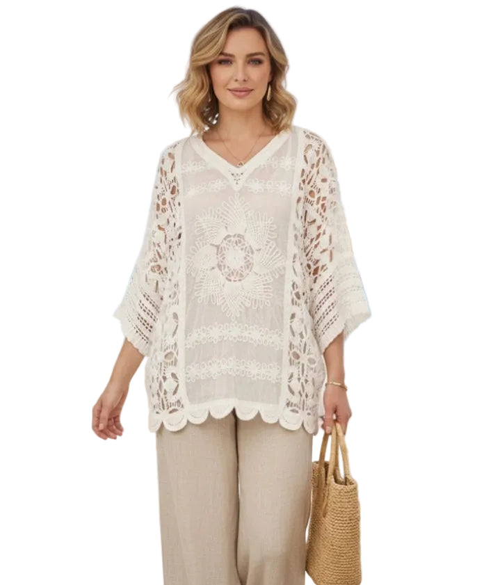 COTTON LACE TOP - 10-16 - WHITE