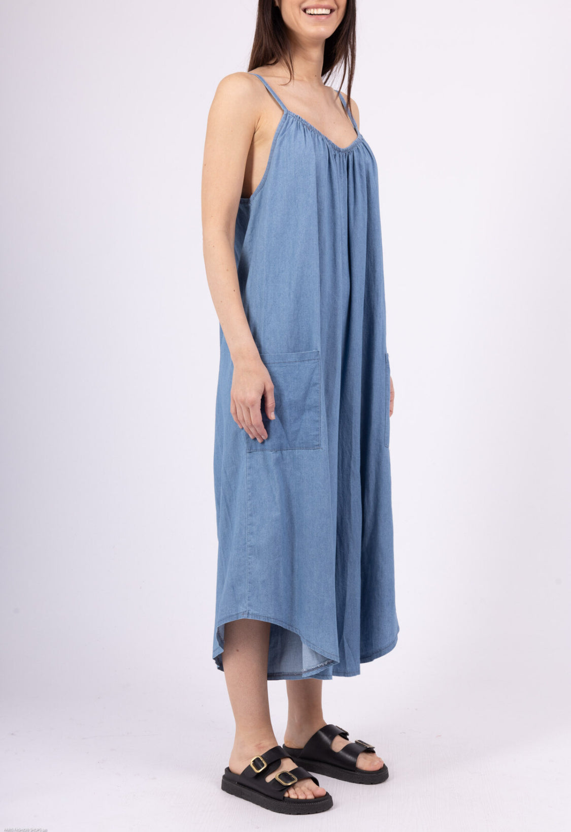 COTTON LIGHT DENIM JUMPSUIT - 8-16 - LIGHT WASH