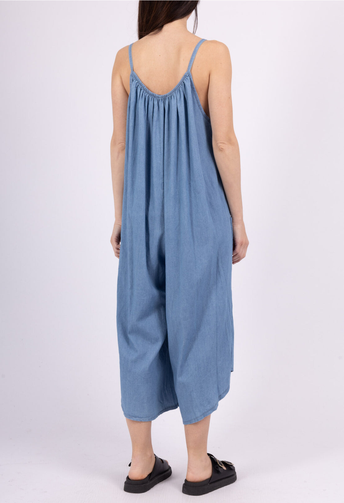 COTTON LIGHT DENIM JUMPSUIT - 8-16 - LIGHT WASH