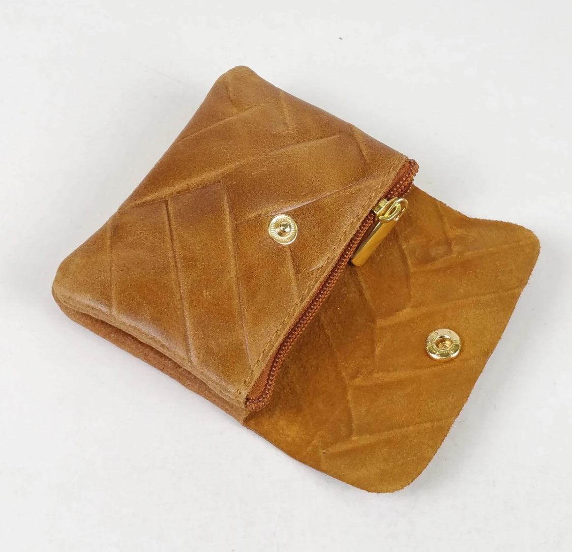 EMBOSSED LEATHER CARD WALLET