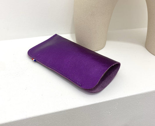 LEATHER GLASSES CASE - PURPLE