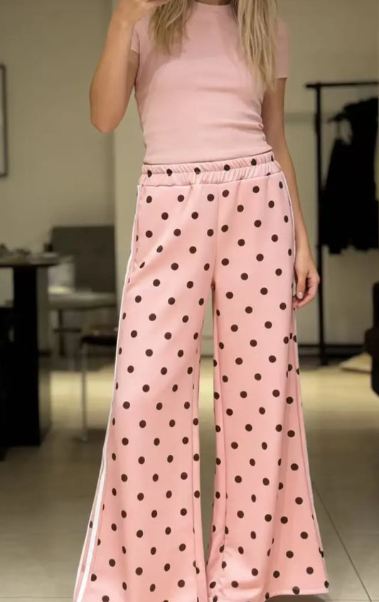 POLKA DOT SIDE STRIPE PALAZZO - 10-16 - PINK