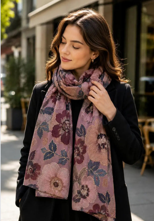 FLORAL FOIL PRINT SCARF
