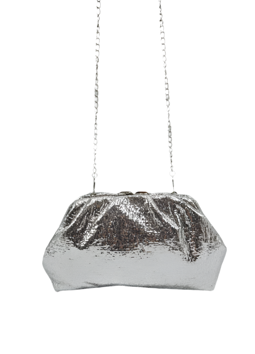 RUCHED OCCASION BAG - SILVER