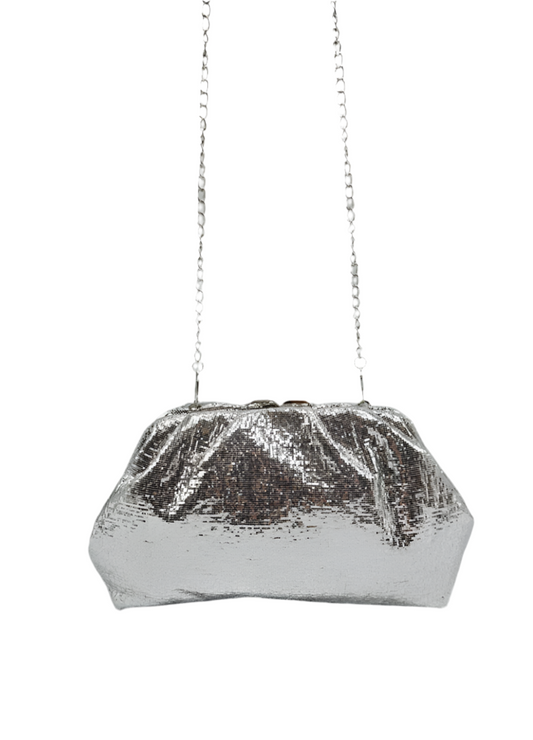 RUCHED OCCASION BAG - SILVER
