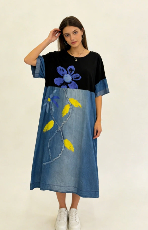 DENIM MIX DRESS - 10-16