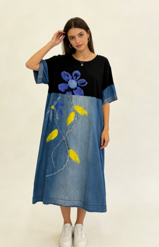DENIM MIX DRESS - 10-16