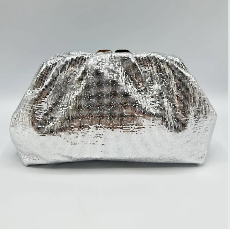 RUCHED OCCASION BAG - SILVER