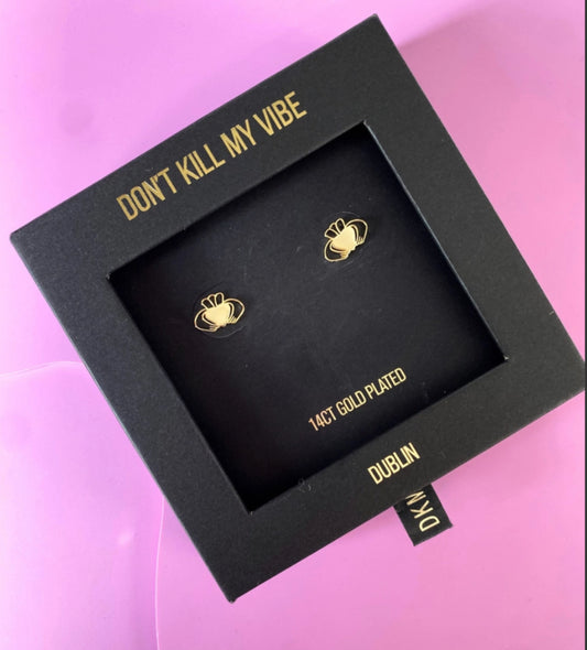 DKMV HEART STRONG CLADDAGH EARRINGS - 14CT GOLD PLATED