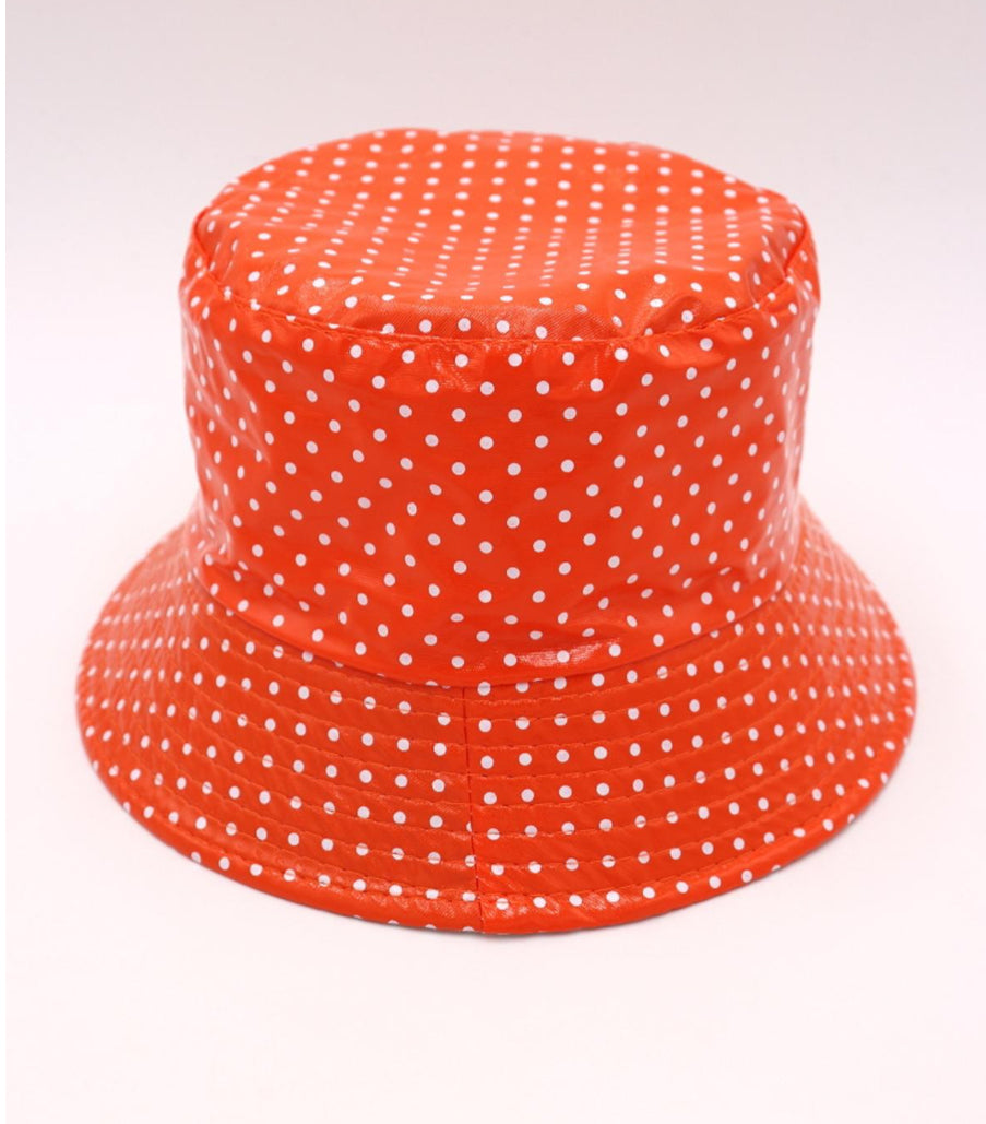 POLKA DOT RAIN HAT - ORANGE