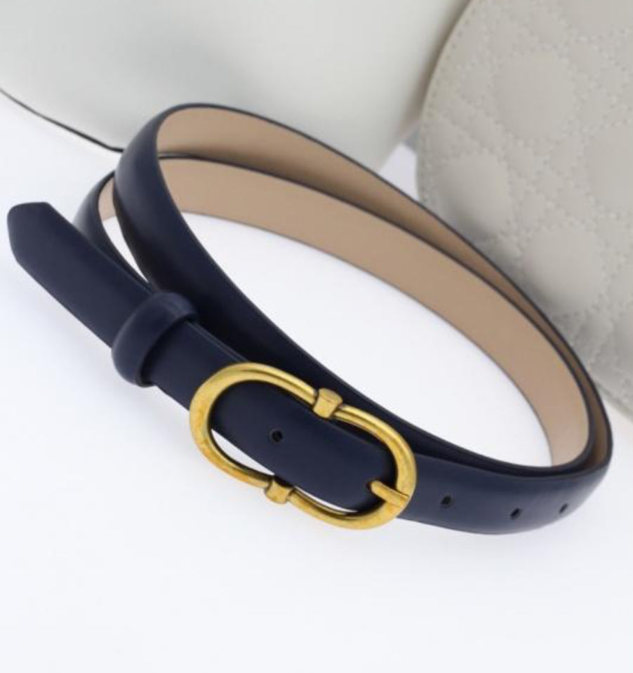 DOUBLE BUCKLE BELT - NAVY