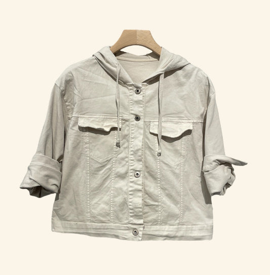 *SALE* COTTON HOODED JACKET - 8-14 - BEIGE