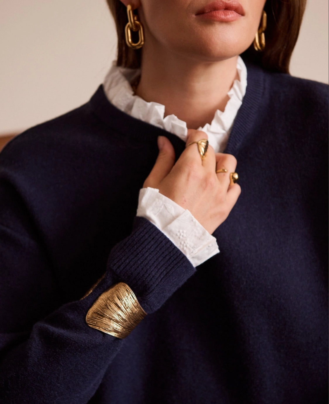 FRILL TRIM KNIT - 14-16 - NAVY
