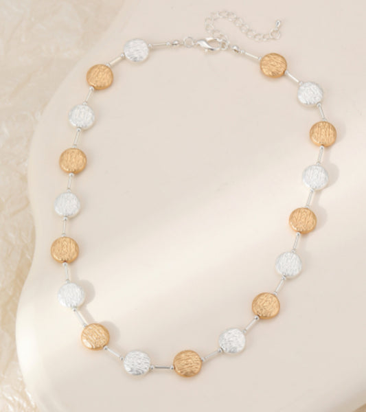 MATT DISC NECKLACE - MIXED METAL
