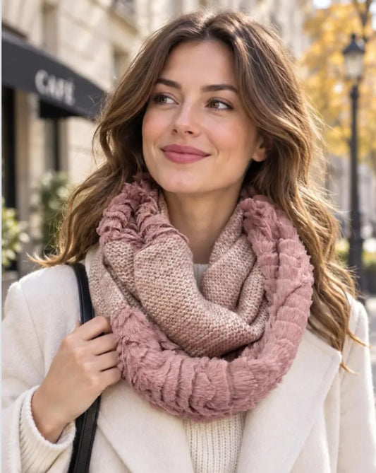 FUR & KNIT SNOOD - PINK