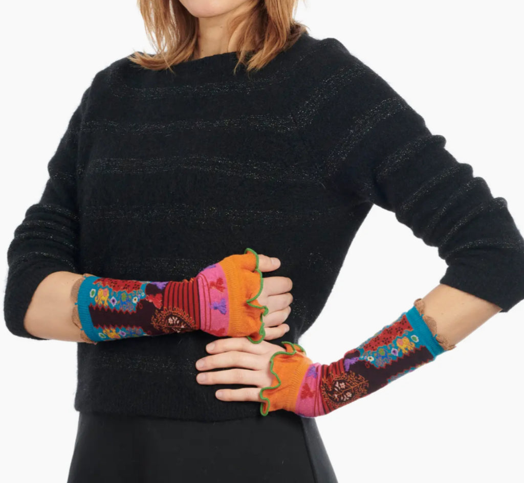 COTTON BLEND KNIT MITTENS - MADE IN ITALY