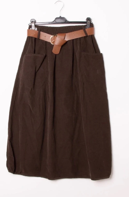 CORD POCKET SKIRT - 10-16 - CHOCOLATE